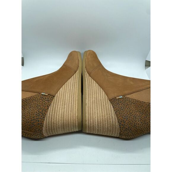 New TOMS Desert Tan Leopard Suede Kelsy Bootie 10014153 Wedge Comfort Sz 10 - Picture 8 of 11
